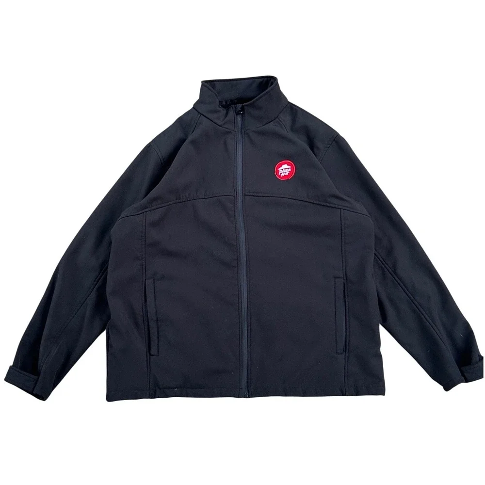 Pizza Hut IQ Group Softshell Jacket Mens XL Black Full Zip Fleece Lined Uniform